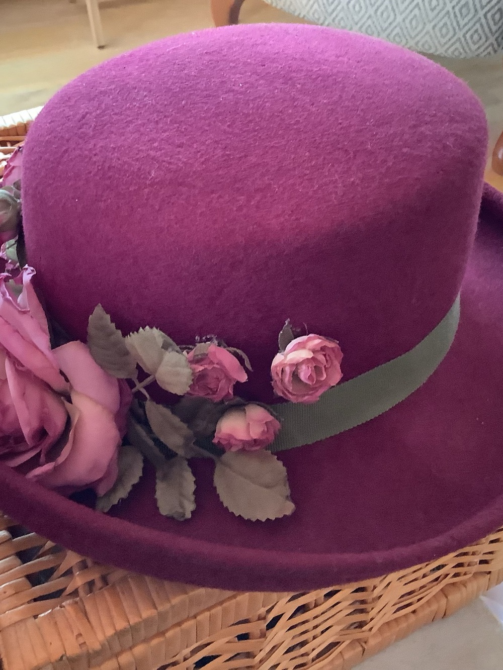 Burgundy wool hat..made in the USA..